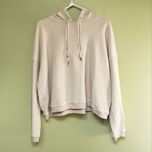 Aerie Cozy Waffle Textured Hooded Sweatshirt Size Large